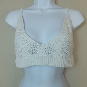 Boohoo White Crochet Crop Top Bralette Size 12